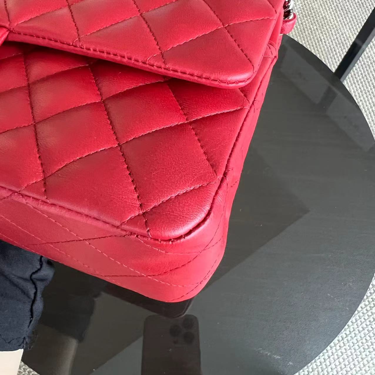 Quilted Lambskin Dark Red Silver Hardware Series 17