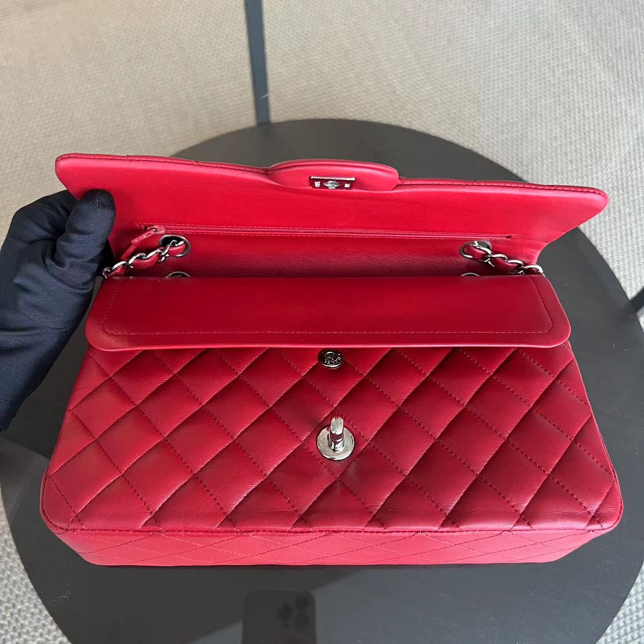 Quilted Lambskin Dark Red Silver Hardware Series 17