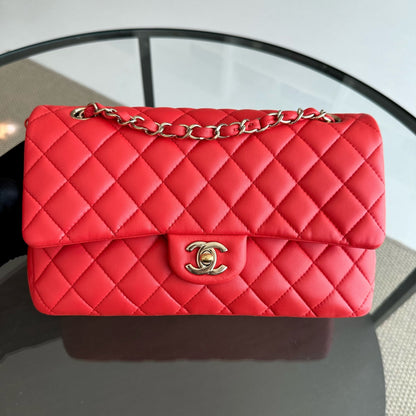 Quilted Lambskin Salmon Red GHW No 23