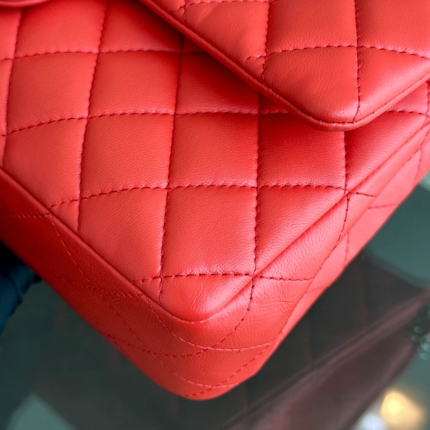 Quilted Lambskin Salmon Red GHW No 23