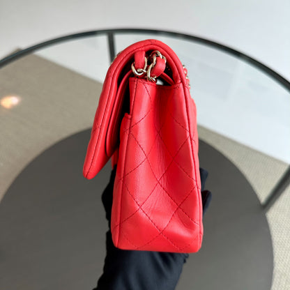 Quilted Lambskin Salmon Red GHW No 23