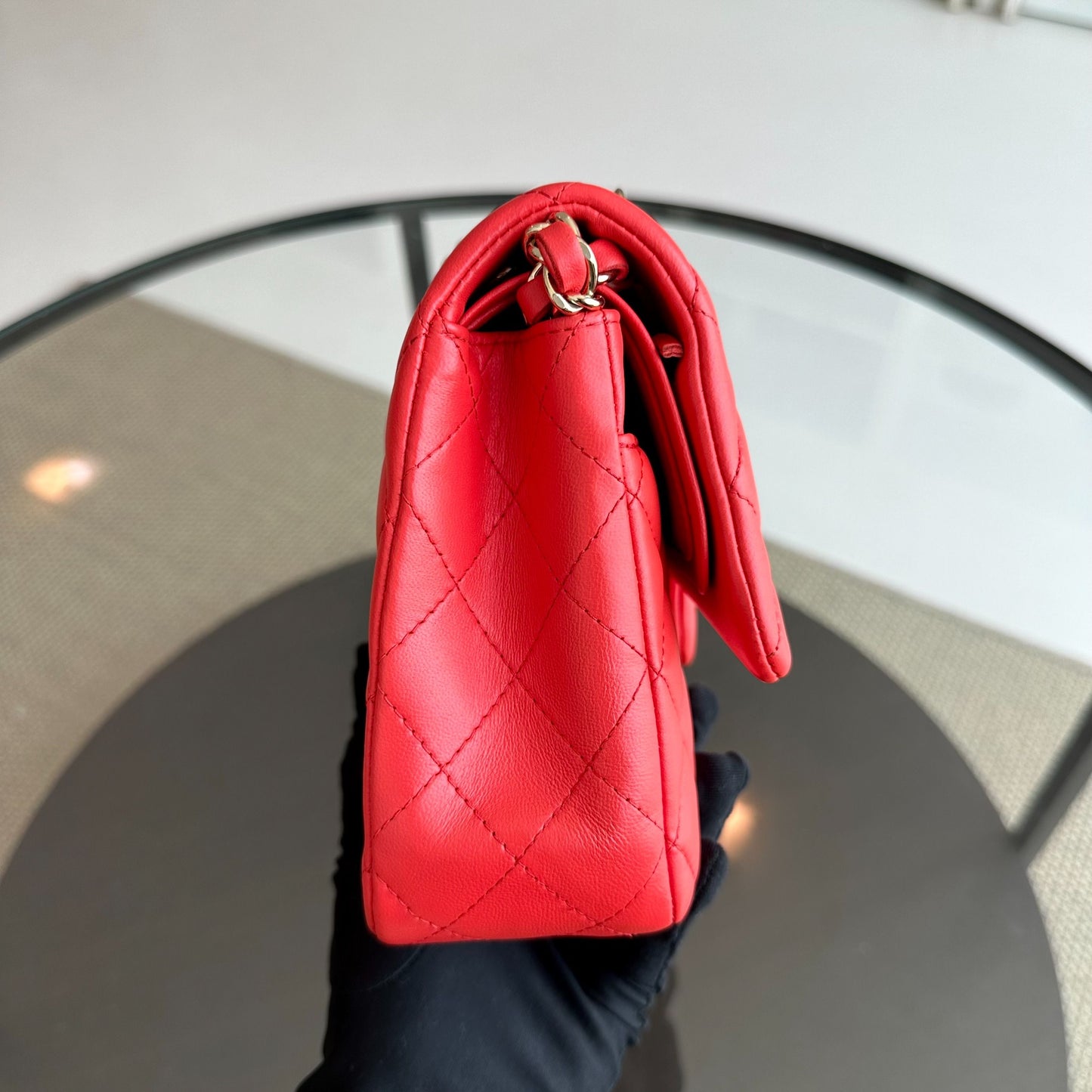 Quilted Lambskin Salmon Red GHW No 23