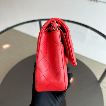 Quilted Lambskin Salmon Red GHW No 23