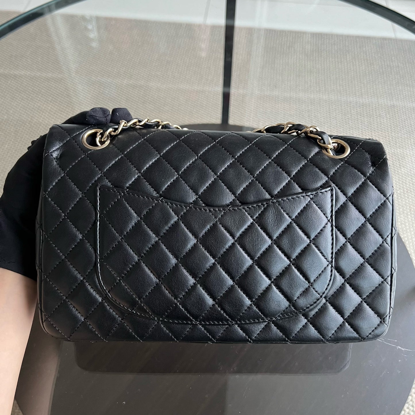 Valentine Seasonal Flap Quilted Lambskin Black Golden Hardware Series 13