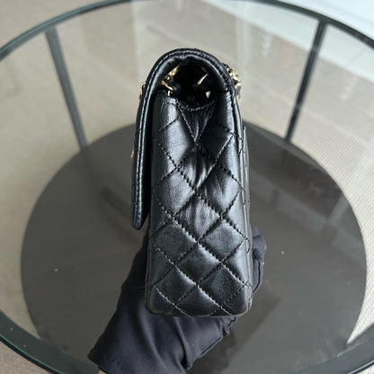 Valentine Seasonal Flap Quilted Lambskin Black Golden Hardware Series 13
