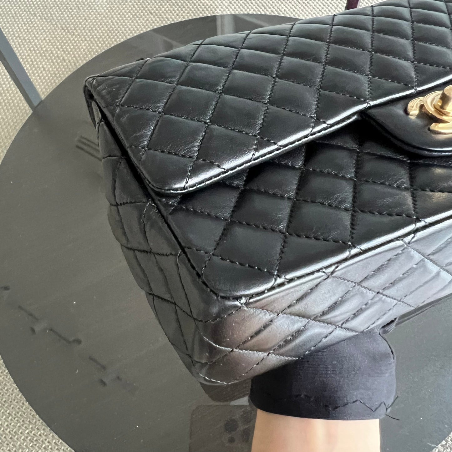 Valentine Seasonal Flap Quilted Lambskin Black Golden Hardware Series 13
