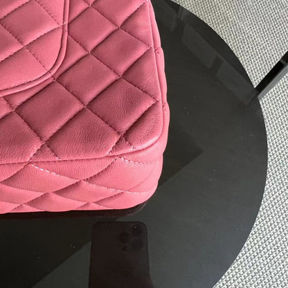 Valentine Seasonal Flap Quilted Lambskin Sakura Pink Golden Hardware Series 19