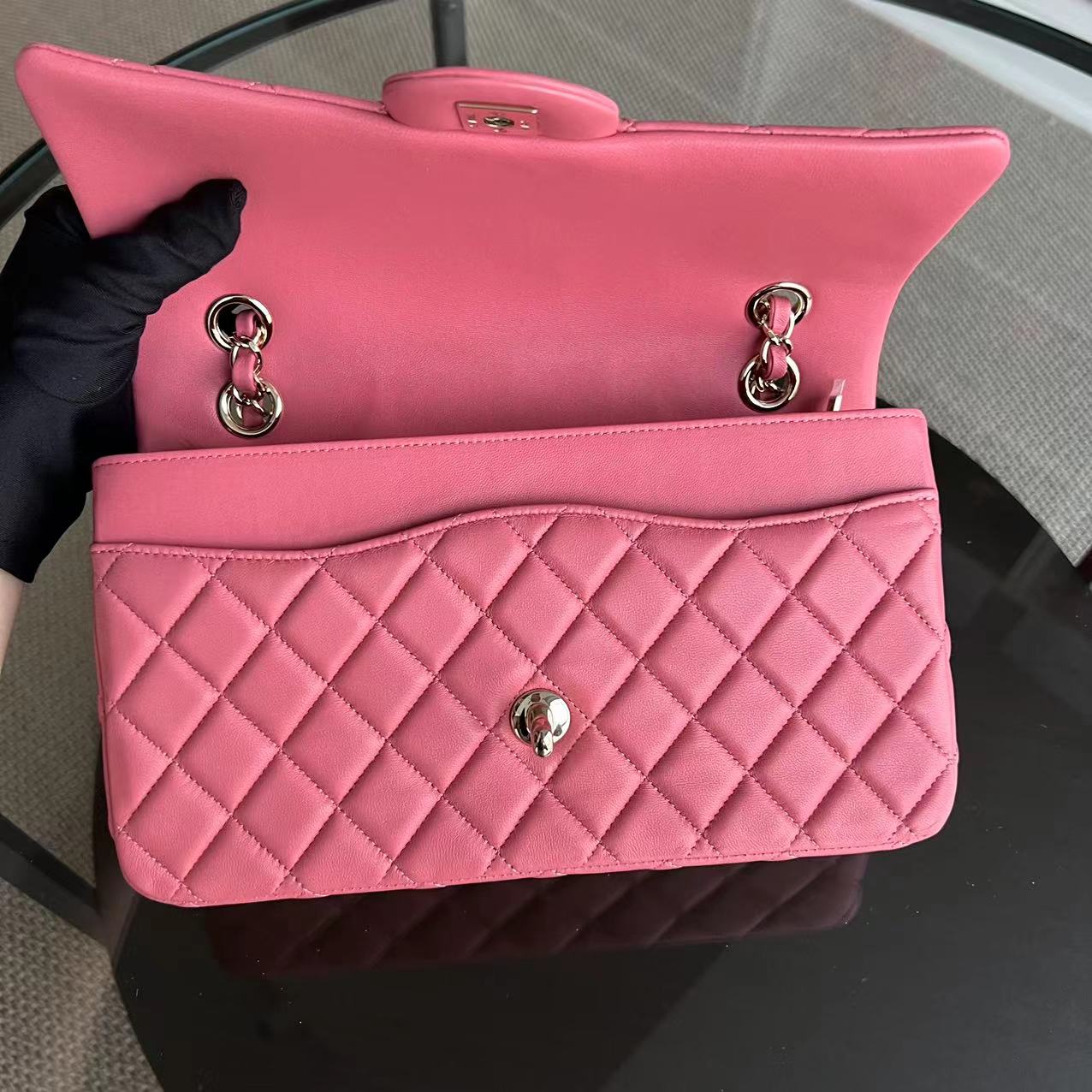 Valentine Seasonal Flap Quilted Lambskin Sakura Pink Golden Hardware Series 19