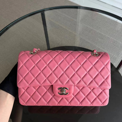 Valentine Seasonal Flap Quilted Lambskin Sakura Pink Golden Hardware Series 19