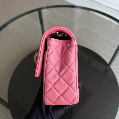 Valentine Seasonal Flap Quilted Lambskin Sakura Pink Golden Hardware Series 19