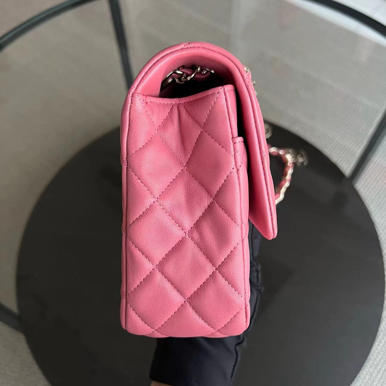 Valentine Seasonal Flap Quilted Lambskin Sakura Pink Golden Hardware Series 19