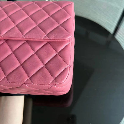 Valentine Seasonal Flap Quilted Lambskin Sakura Pink Golden Hardware Series 19