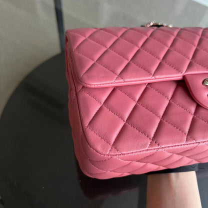 Valentine Seasonal Flap Quilted Lambskin Sakura Pink Golden Hardware Series 19