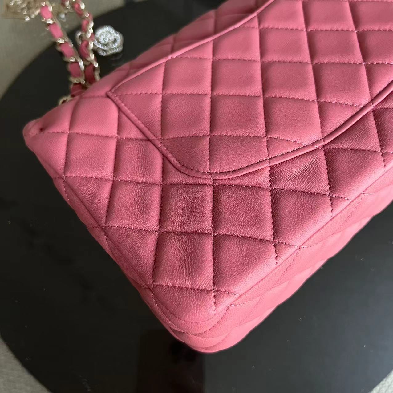 Valentine Seasonal Flap Quilted Lambskin Sakura Pink Golden Hardware Series 19