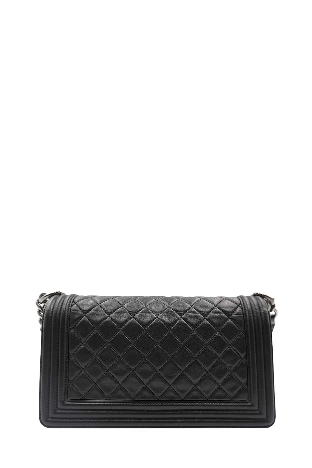 Medium Quilted Boy Calfskin Ruthenium Hardware Black