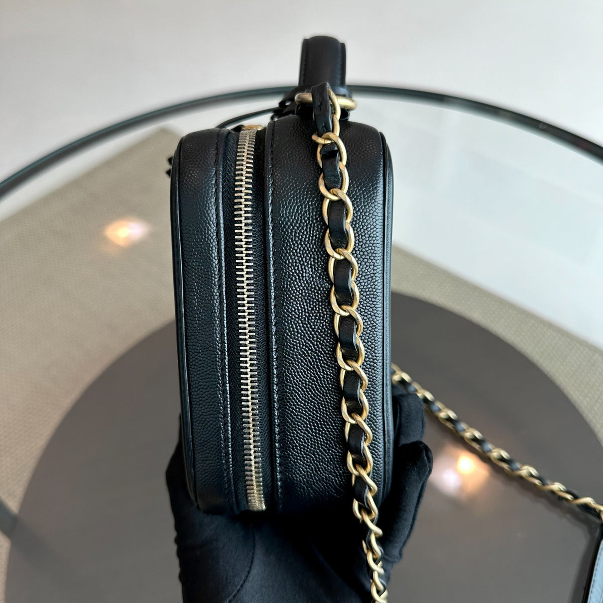 Medium Vanity Case Caviar Black Black GHW No 26