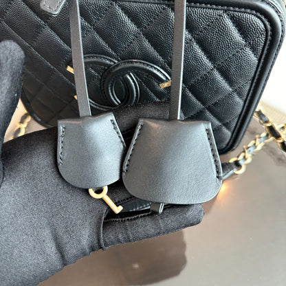 Medium Vanity Case Caviar Black Black GHW No 26