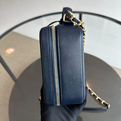 Medium Vanity Case Caviar Dark Blue GHW No 26