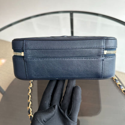 Medium Vanity Case Caviar Dark Blue GHW No 26