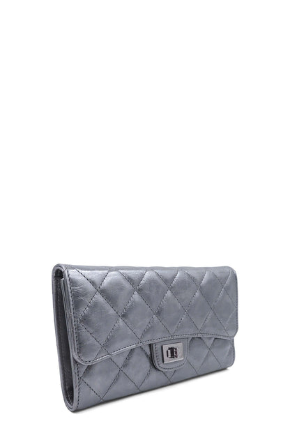 Metallic Aged Calf Quilted 2.55 Reissue Wallet Silver