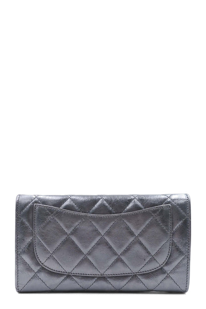 Metallic Aged Calf Quilted 2.55 Reissue Wallet Silver