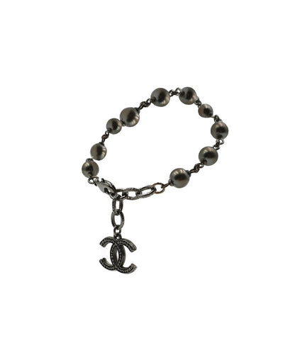 Metal Pearl Bracelet Black