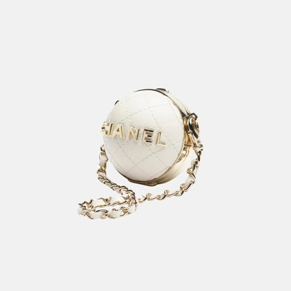 Chanel Mini Bag Charm, White, Front