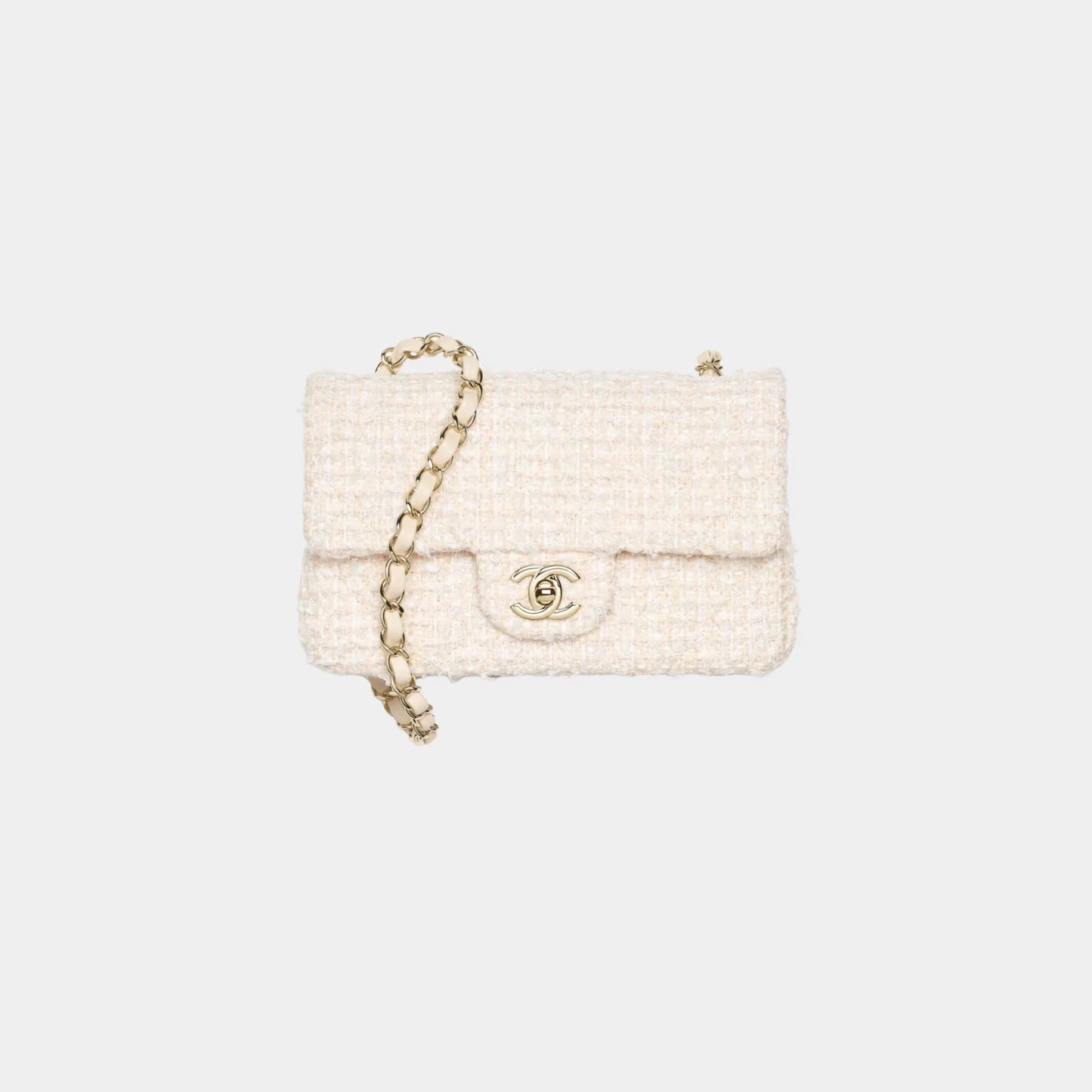 Mini Classic Handbag Tweed & Fabrics With Gold Metal