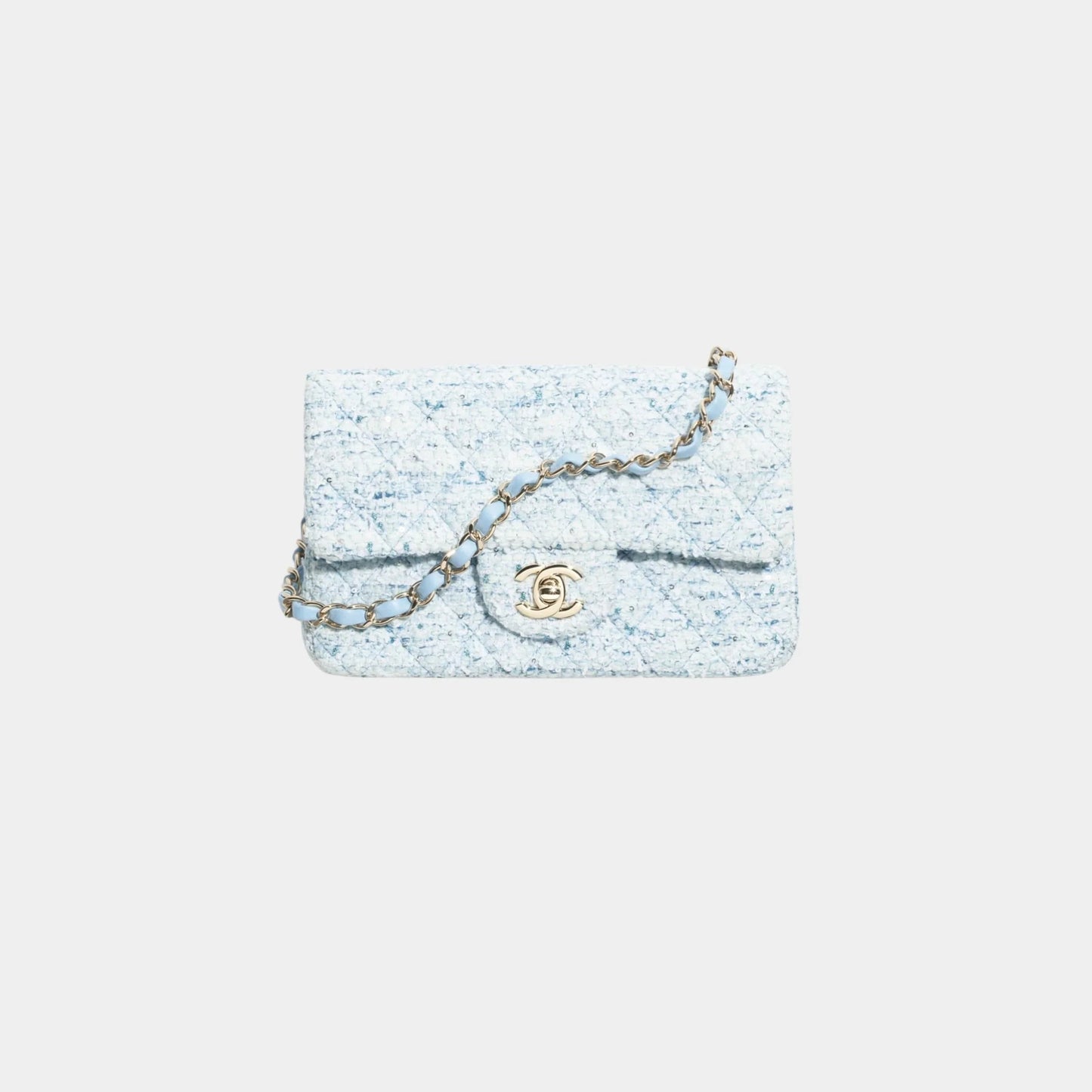 Mini Classic Handbag Tweed & Fabrics With Gold Metal