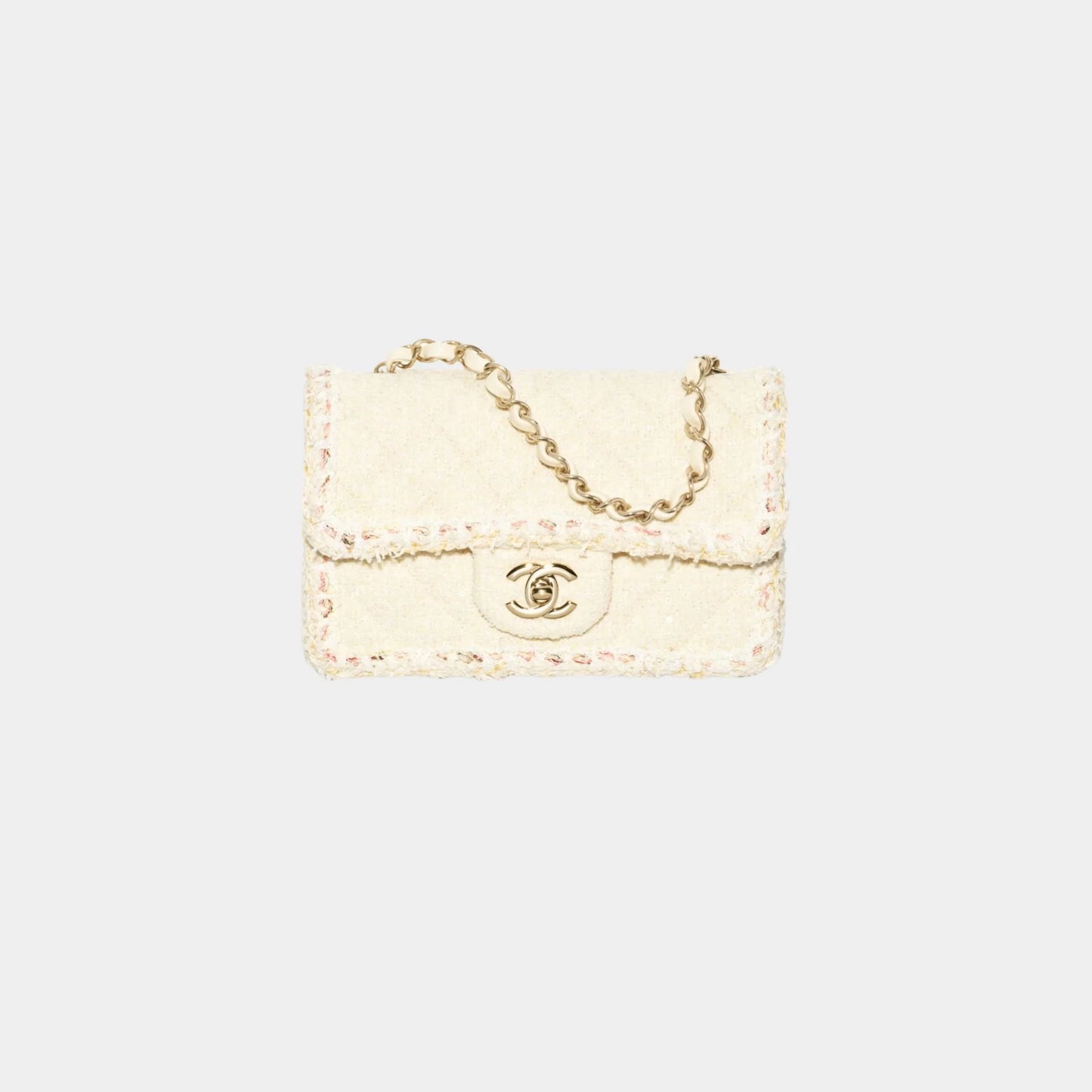Mini Classic Handbag Tweed & Fabrics With Gold Metal