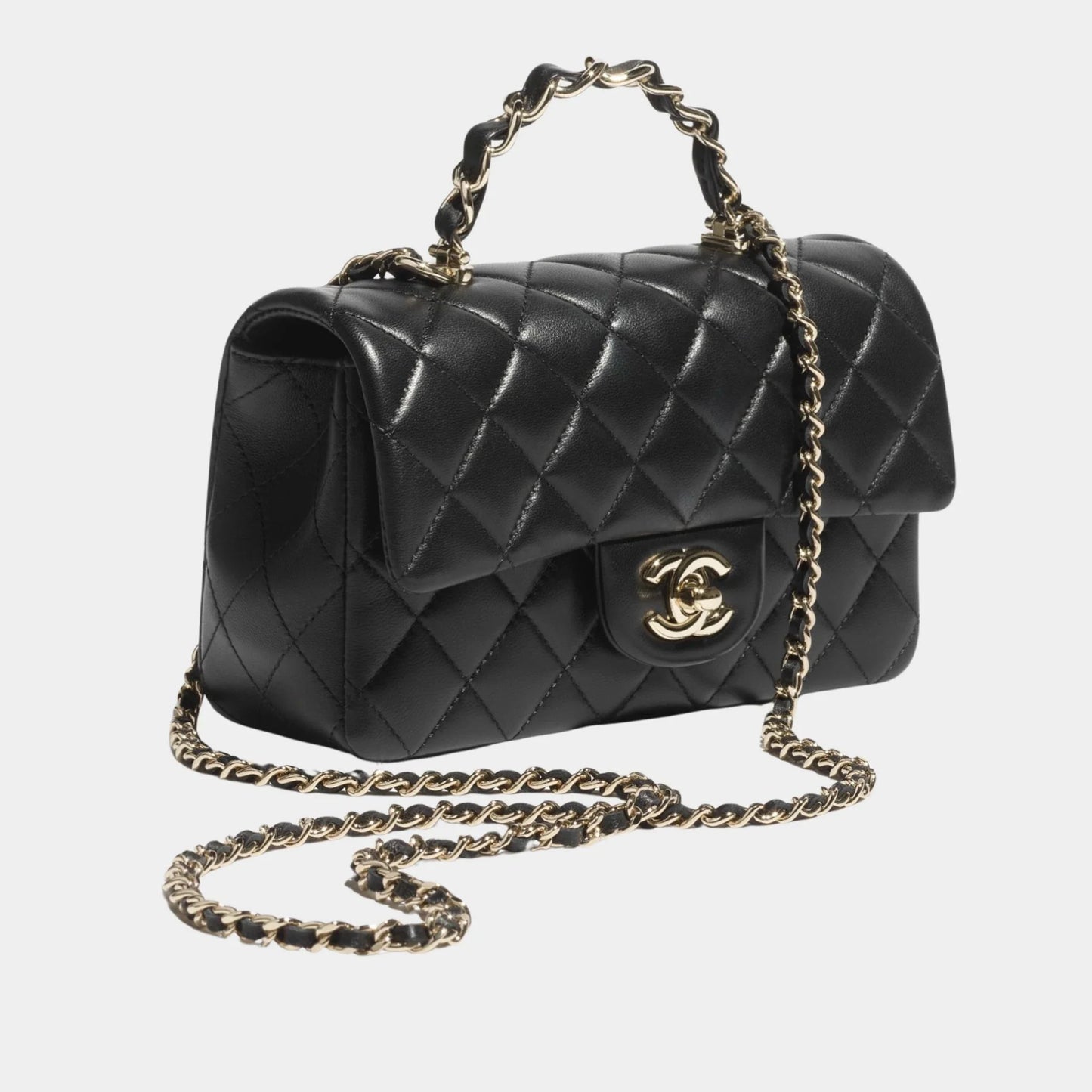 Mini Classic Handbag With Top Handle Lambskin
