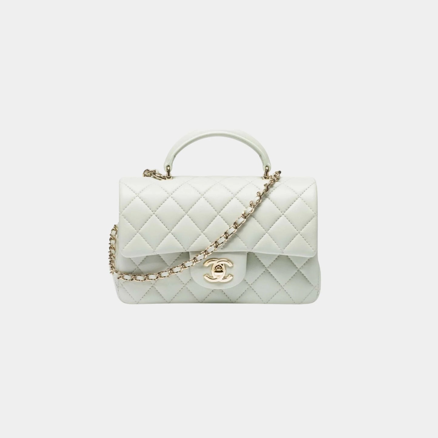 Mini Classic Handbag With Top Handle Lambskin, Light Green, front