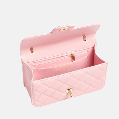 Mini Flap Bag in Light Pink Shiny Lambskin