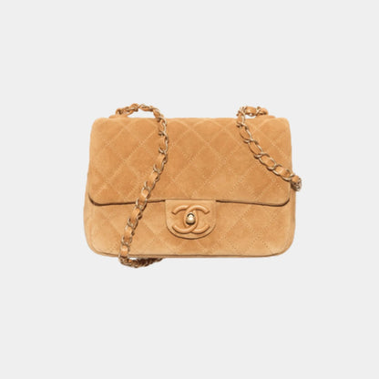 Mini Flap Bag In Suede&Lambskin - Gold Metal