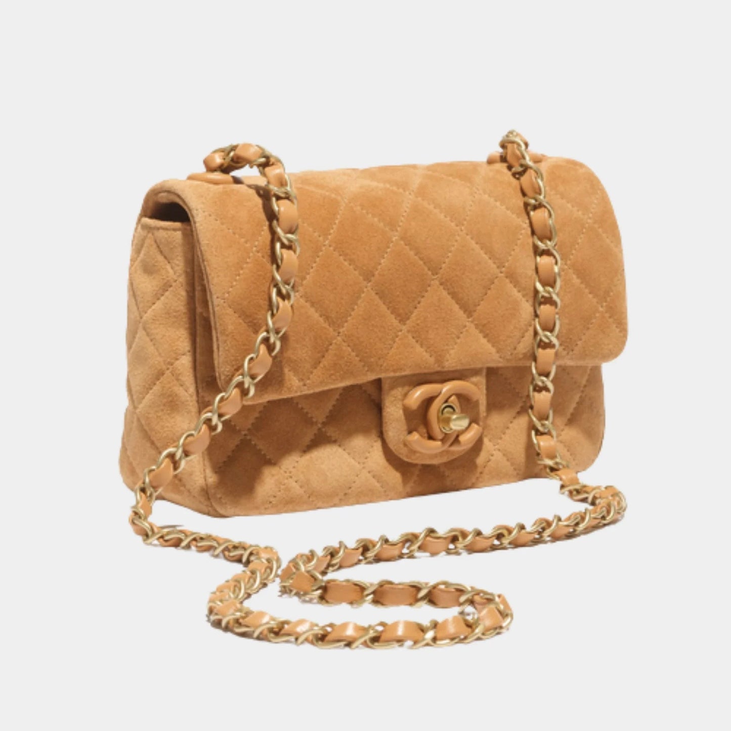 Mini Flap Bag In Suede&Lambskin - Gold Metal