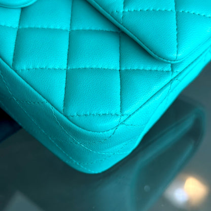 Mini Rectangular Classic Flap 20CM Quilted Lambskin Blue Green GHW No 27