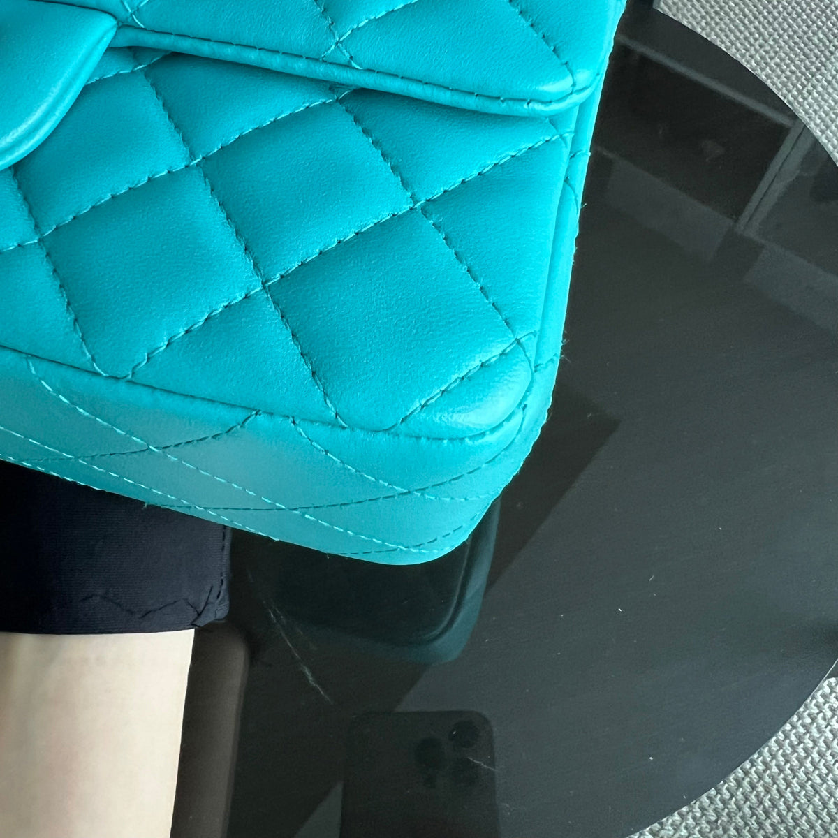 Mini Rectangular Classic Flap 20CM Quilted Lambskin Green Silver Hardware Series 19