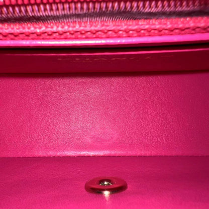 Mini Rectangular Classic Flap 20CM Quilted Lambskin Hot Pink Light Golden Hardware Series 21