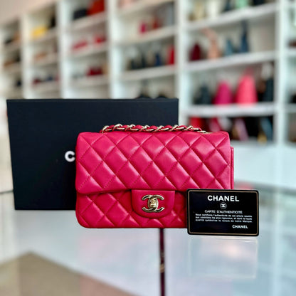 Mini Rectangular Classic Flap Lambskin Pink GHW No 21