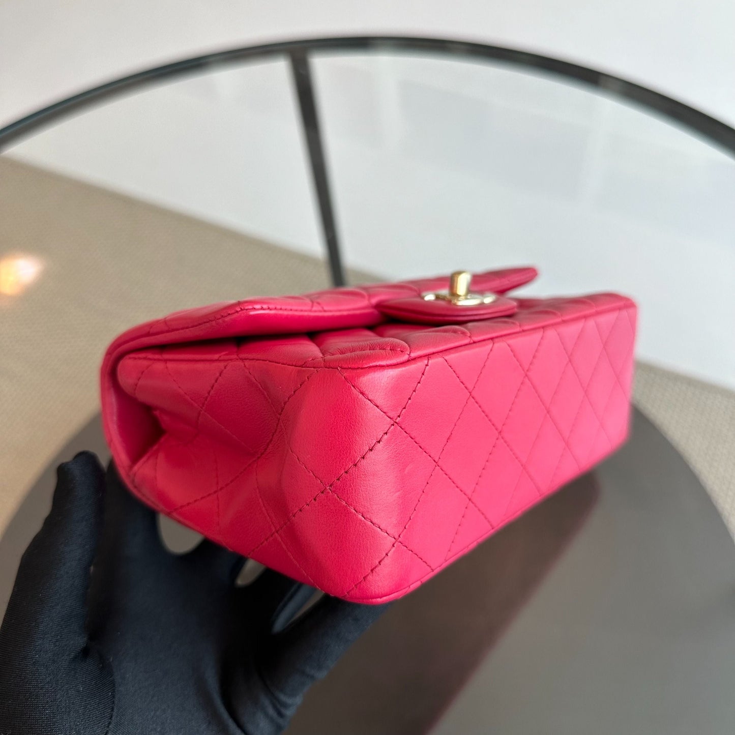 Mini Rectangular Classic Flap Lambskin Pink GHW No 21