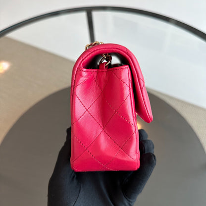 Mini Rectangular Classic Flap Lambskin Pink GHW No 21