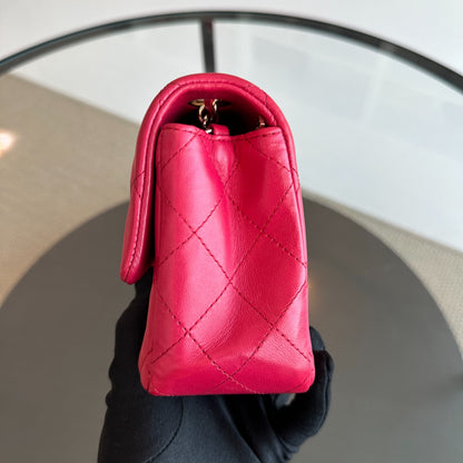 Mini Rectangular Classic Flap Lambskin Pink GHW No 21