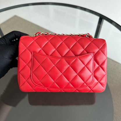 Mini Rectangular Classic Flap Lambskin Red GHW No 23