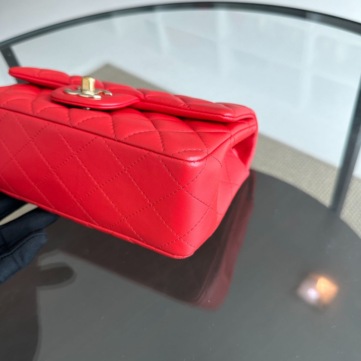 Mini Rectangular Classic Flap Lambskin Red GHW No 23