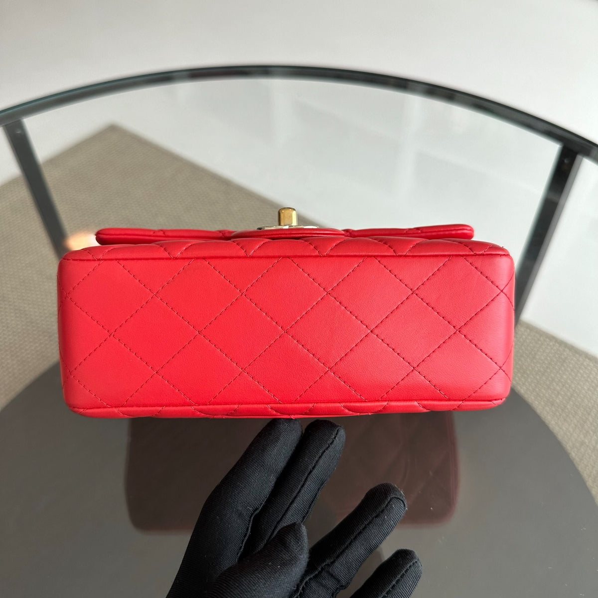 Mini Rectangular Classic Flap Lambskin Red GHW No 23