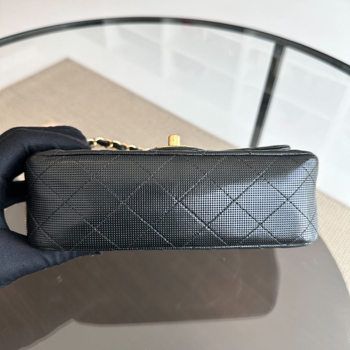 Mini Rectangular Classic Flap Pixel Effect Calfskin Cruise 2016 Black GHW No 21