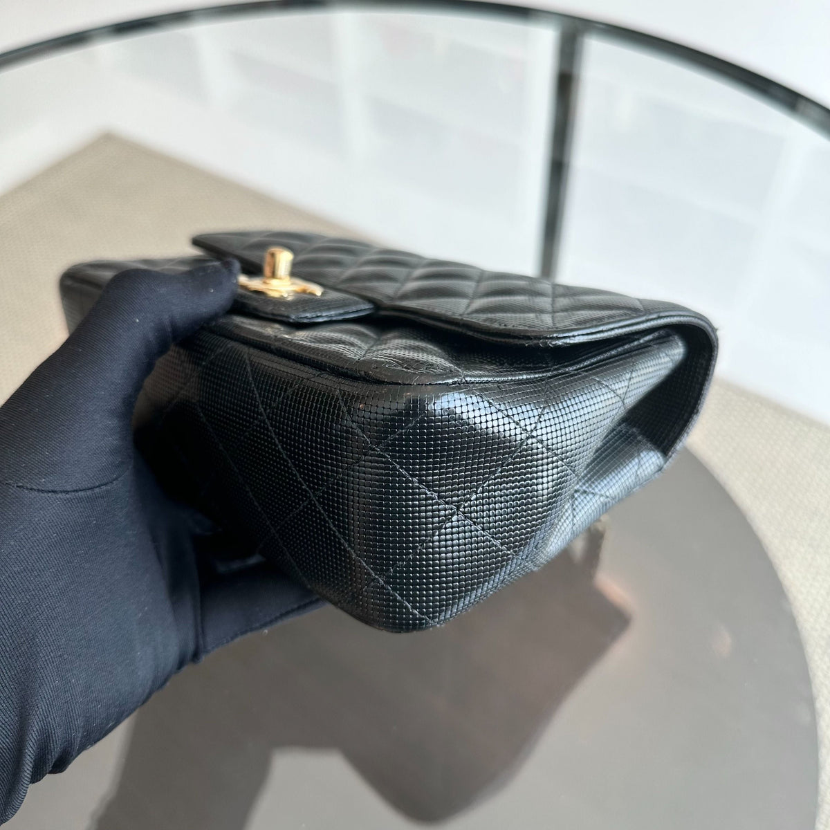 Mini Rectangular Classic Flap Pixel Effect Calfskin Cruise 2016 Black GHW No 21