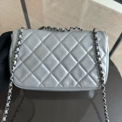 Chanel Mini Rectangular Flap - Plated Chain Seasonal Flap Quilted Calfskin Silver SHW No 21