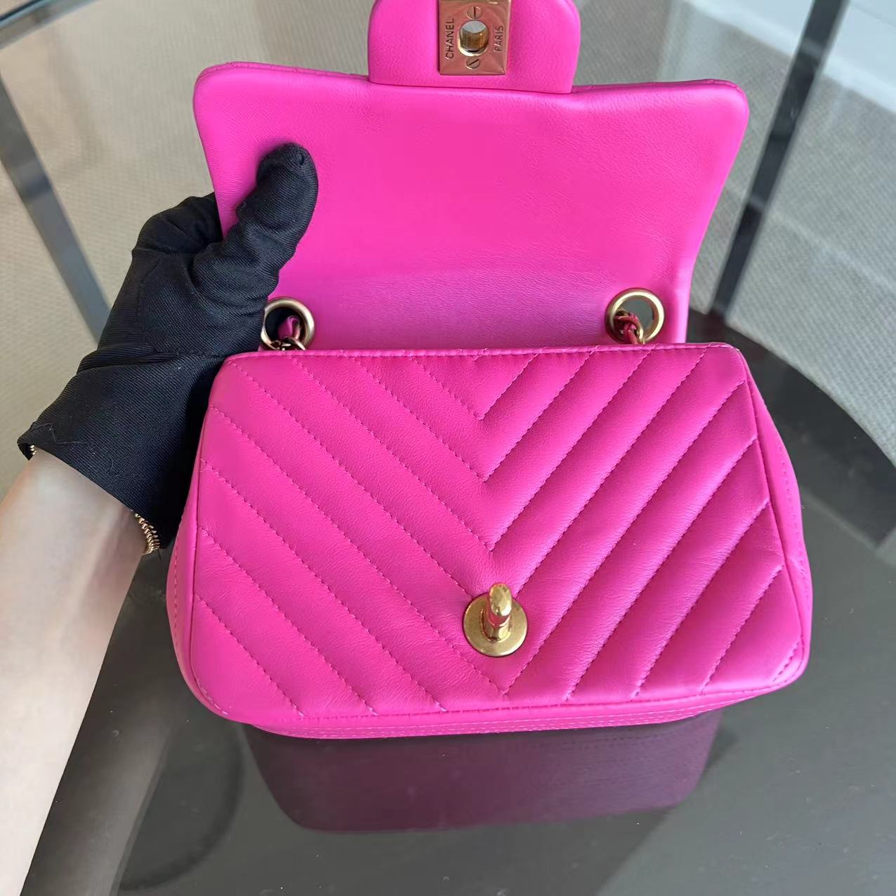 Mini Square Classic Flap Chevron Lambskin GHW No 21