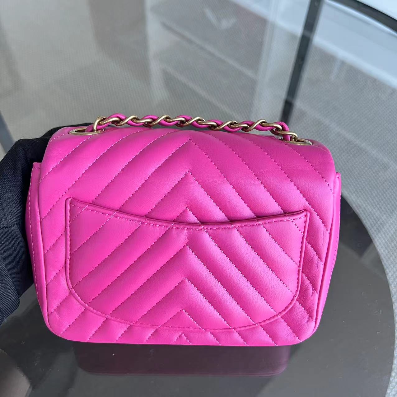 Mini Square Classic Flap Chevron Lambskin GHW No 21